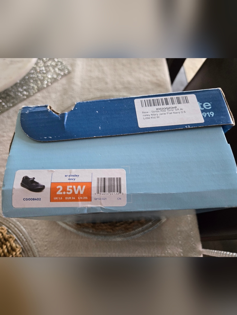 Stride Rite Navy Mary Jane School Shoes - Picture 2 of 3